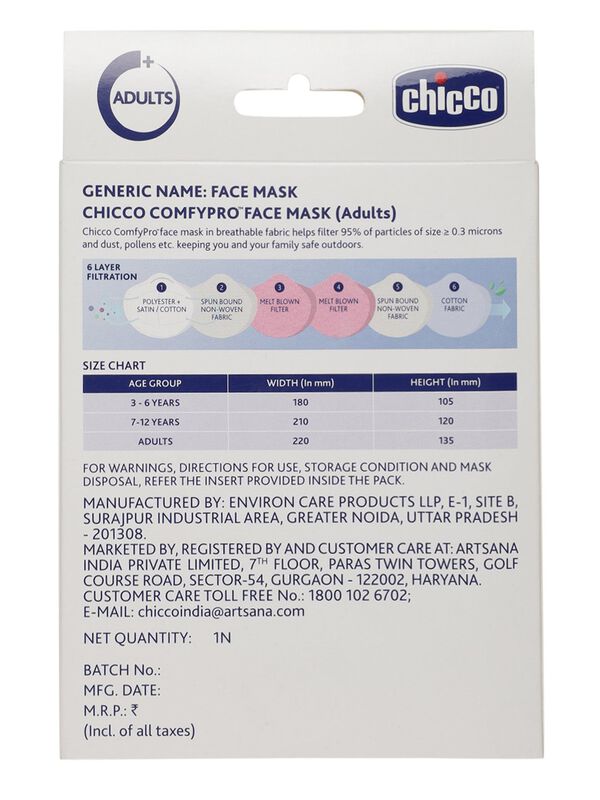 CHICCO COMFYPRO FACE MASK ADULT 1 PC image number null